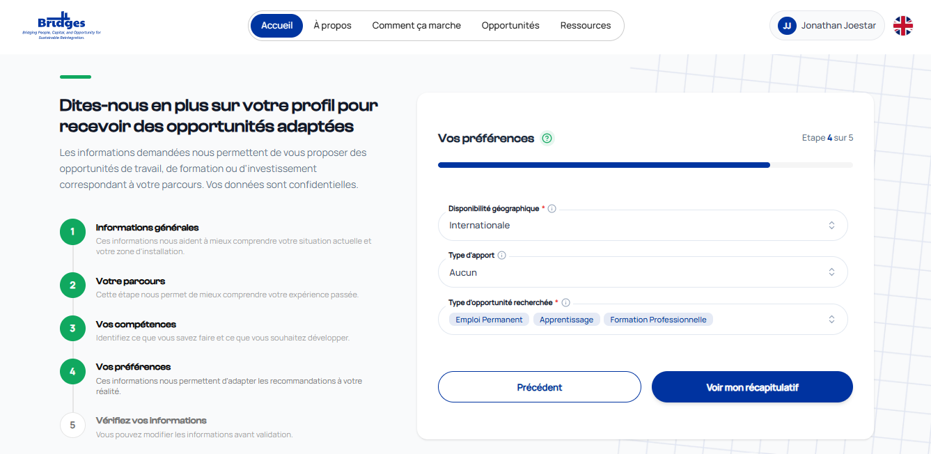 Étape 4 : Vos préférences